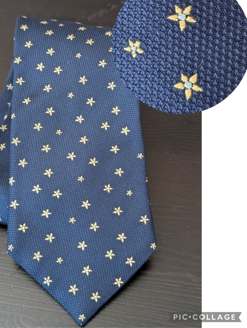 Thomas Pink Blue & Star Flowers Geometric 100% Silk Neck Tie $195